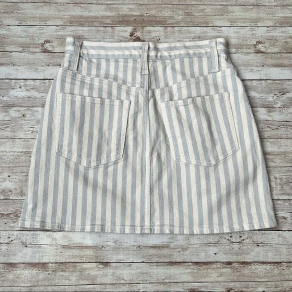 Madewell Striped Pompano A Line Button Front Mini Skirt Size 25 - Picture 4 of 9